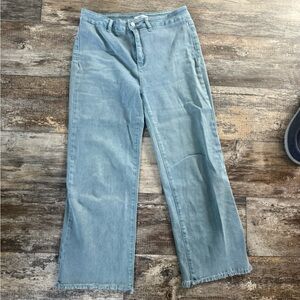 2 for $20 sale: Zenana raw hem green relaxed straight leg jeans - L
